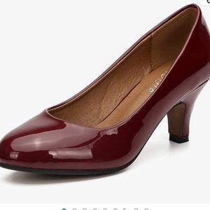 LIURUIJIA Women's Round Toe Pumps Kitten Low Heel